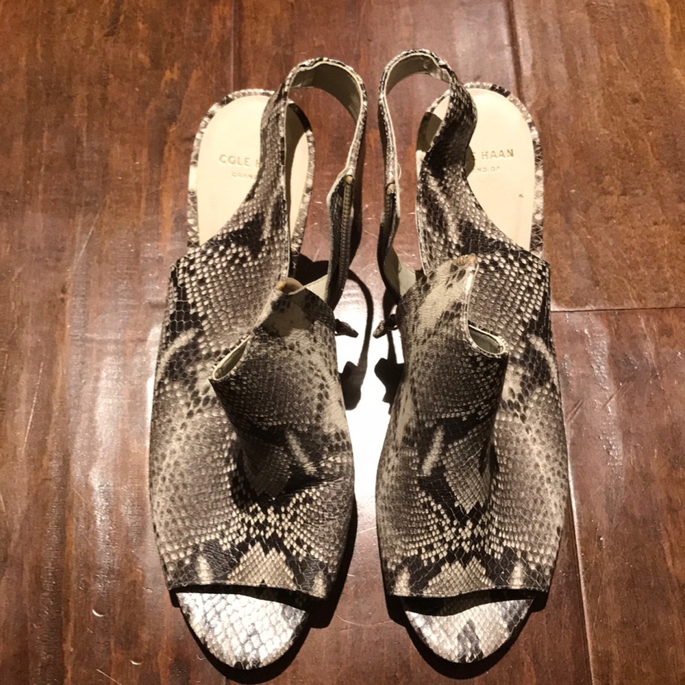 Shoes - open toe. Snakeskin.